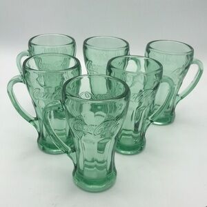 VTG/Retro Set of 6 Libbey Coca Cola Coke Float Malt Green Glasses/Mugs w/Handles